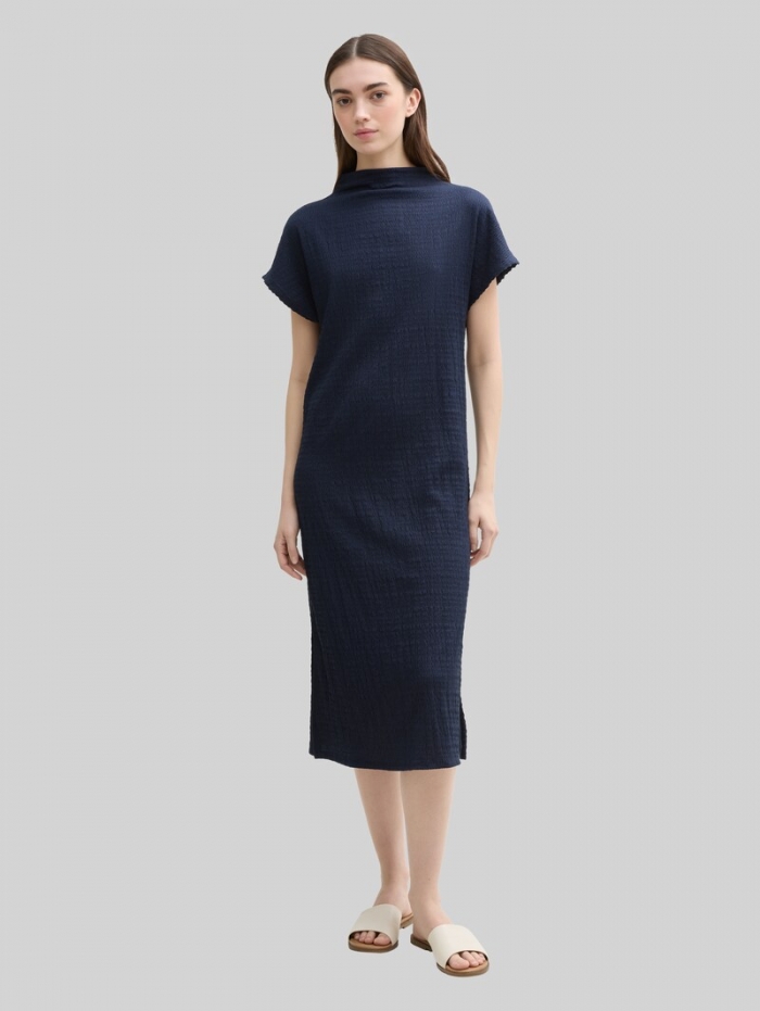 Tom Tailor Midi-Kleid mit Stehkragen - Sky Captain Blue Tom Tailor Midi-Kleid mit Stehkragen - Sky Captain Blue