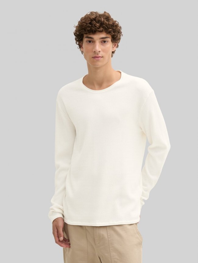 Tom Tailor Strickpullover aus Baumwolle - Wool White Tom Tailor Strickpullover aus Baumwolle - Wool White