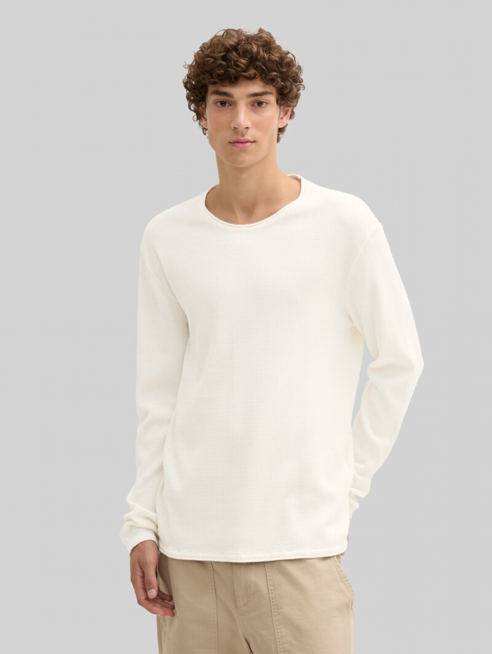 Tom Tailor Strickpullover aus Baumwolle - Wool White Tom Tailor Strickpullover aus Baumwolle - Wool White
