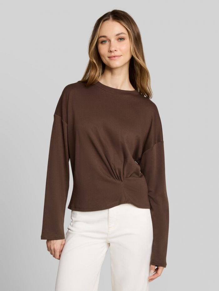 Tom Tailor Loose Fit Langarmshirt mit Knotendetail - Cool Dark Brown Tom Tailor Loose Fit Langarmshirt mit Knotendetail - Cool Dark Brown