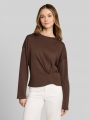 Tom Tailor Loose Fit Langarmshirt mit Knotendetail - Cool Dark Brown Tom Tailor Loose Fit Langarmshirt mit Knotendetail - Cool Dark Brown