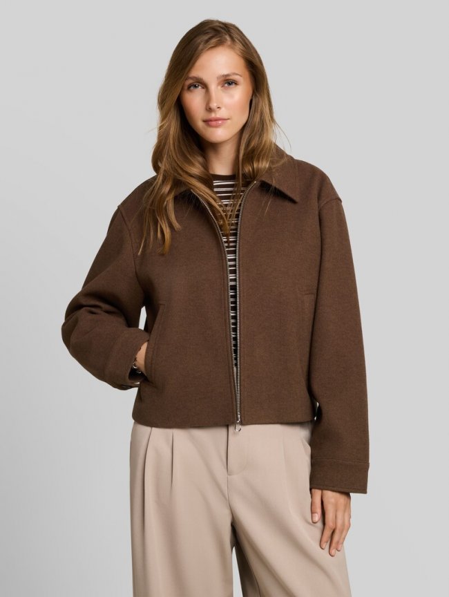 Tom Tailor Übergangsjacke mit Kragen - Cool Dark Brown Melange Tom Tailor Übergangsjacke mit Kragen - Cool Dark Brown Melange