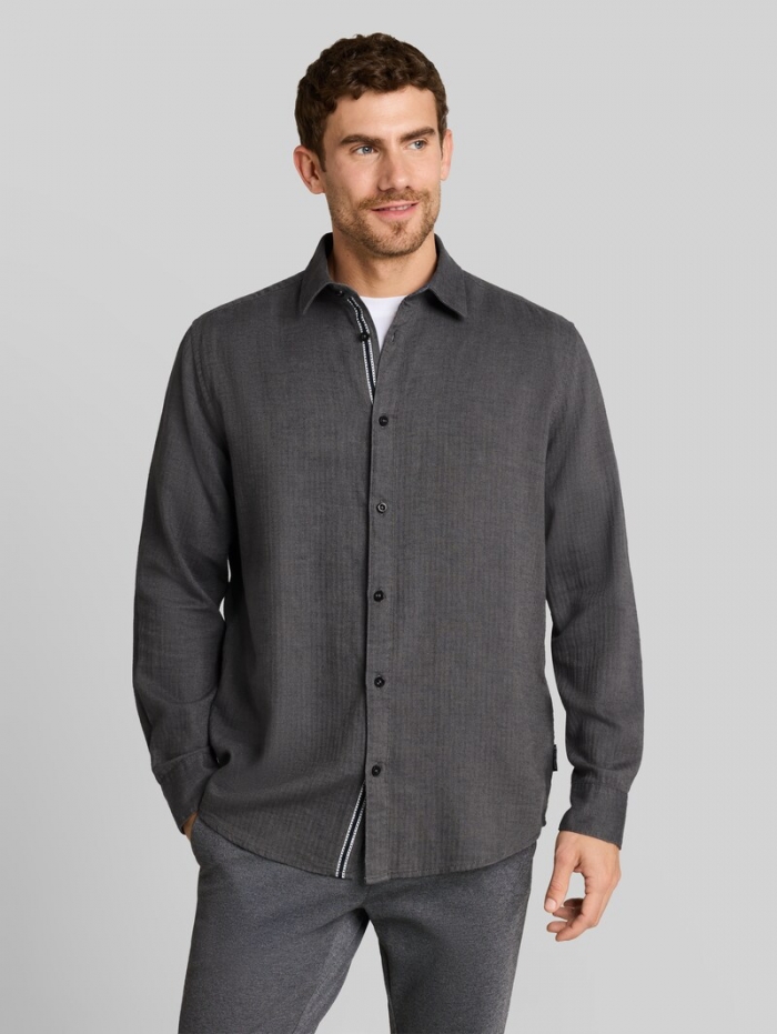 Tom Tailor Regular Fit Hemd aus Baumwolle - Tarmac Grey Herringbone Tom Tailor Regular Fit Hemd aus Baumwolle - Tarmac Grey Herringbone