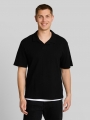 Tom Tailor Relaxed Fit Poloshirt mit Waffelstruktur - Black Tom Tailor Relaxed Fit Poloshirt mit Waffelstruktur - Black