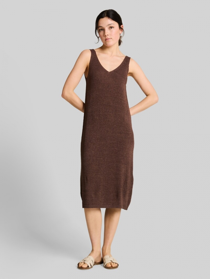 Tom Tailor Loose Fit Strickkleid mit V-Ausschnitt - Cool Dark Brown Tom Tailor Loose Fit Strickkleid mit V-Ausschnitt - Cool Dark Brown