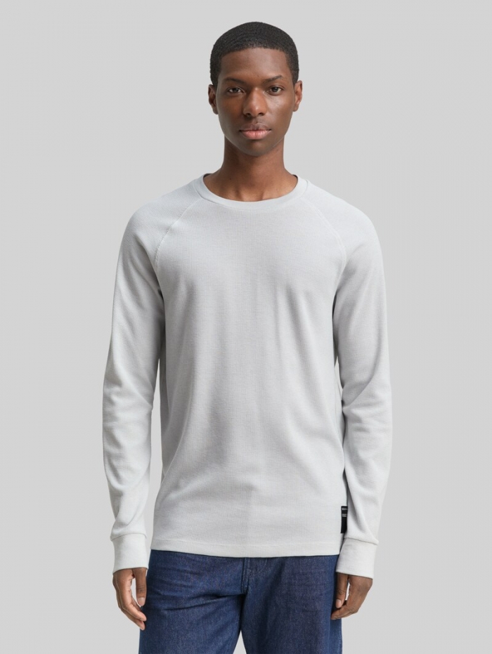 Tom Tailor Langarmshirt mit Waffelstruktur - Chalk Grey Tom Tailor Langarmshirt mit Waffelstruktur - Chalk Grey
