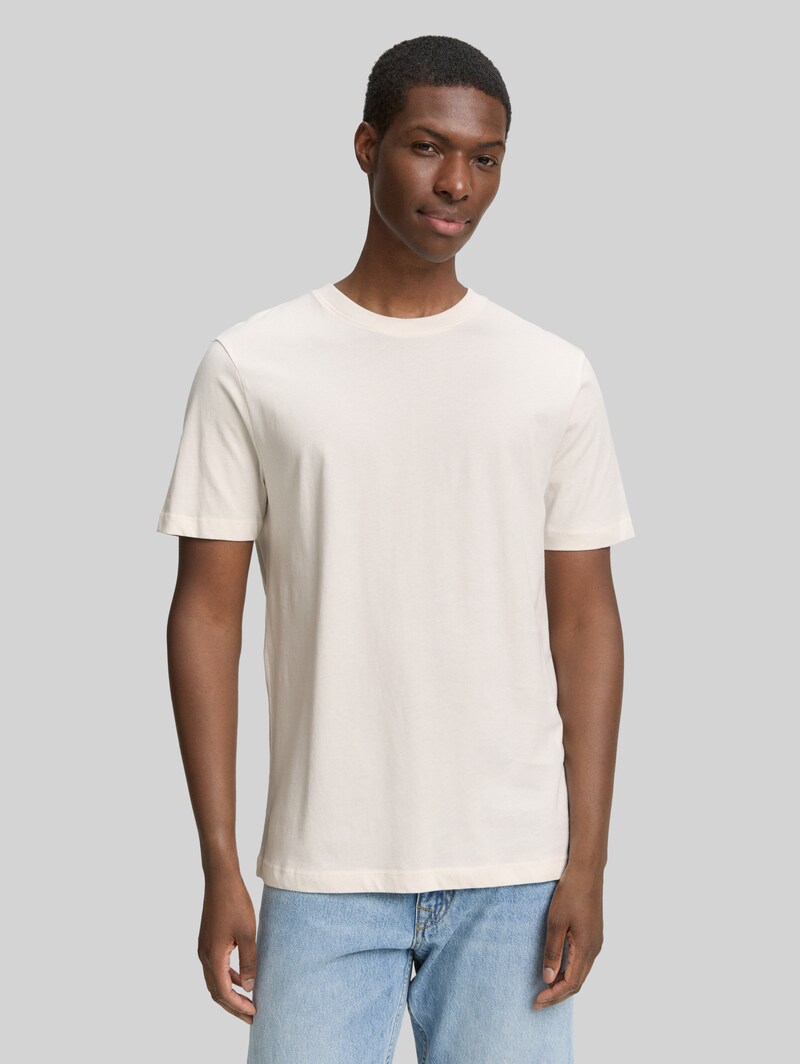 Tom Tailor Basic T-Shirt in Unifarben - Gardenia White Tom Tailor Basic T-Shirt in Unifarben - Gardenia White