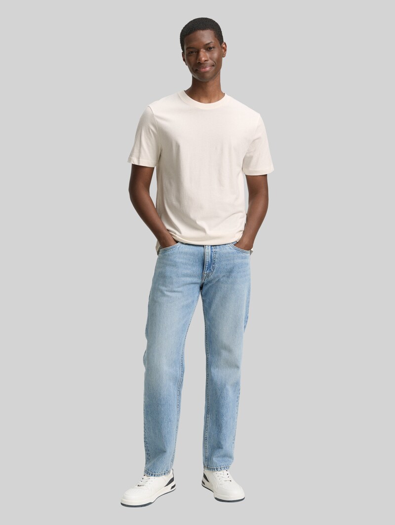 Tom Tailor Basic T-Shirt in Unifarben - Gardenia White