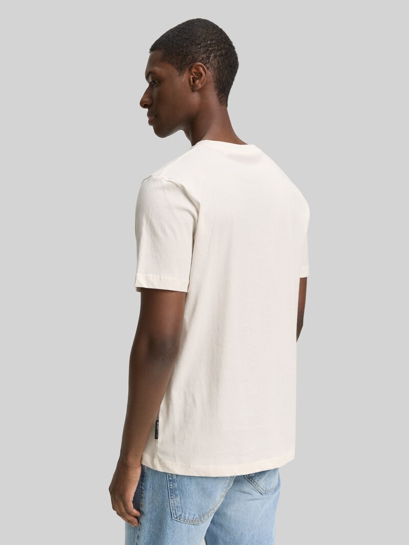 Tom Tailor Basic T-Shirt in Unifarben - Gardenia White
