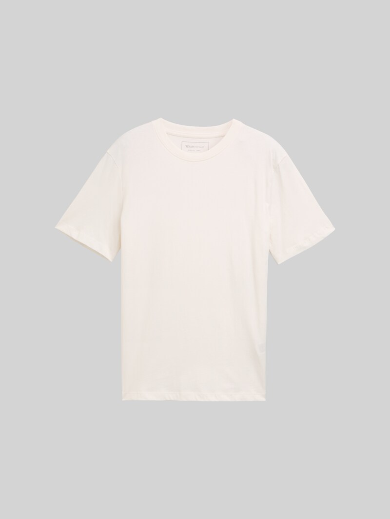 Tom Tailor Basic T-Shirt in Unifarben - Gardenia White