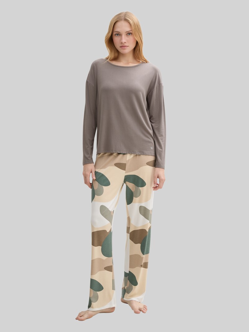 Tom Tailor Loungewear Langarmshirt - Grey-medium-solid