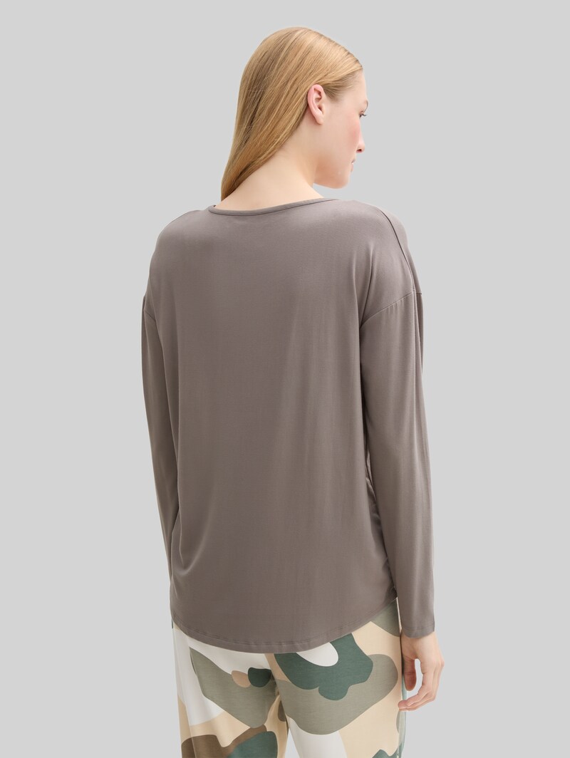 Tom Tailor Loungewear Langarmshirt - Grey-medium-solid