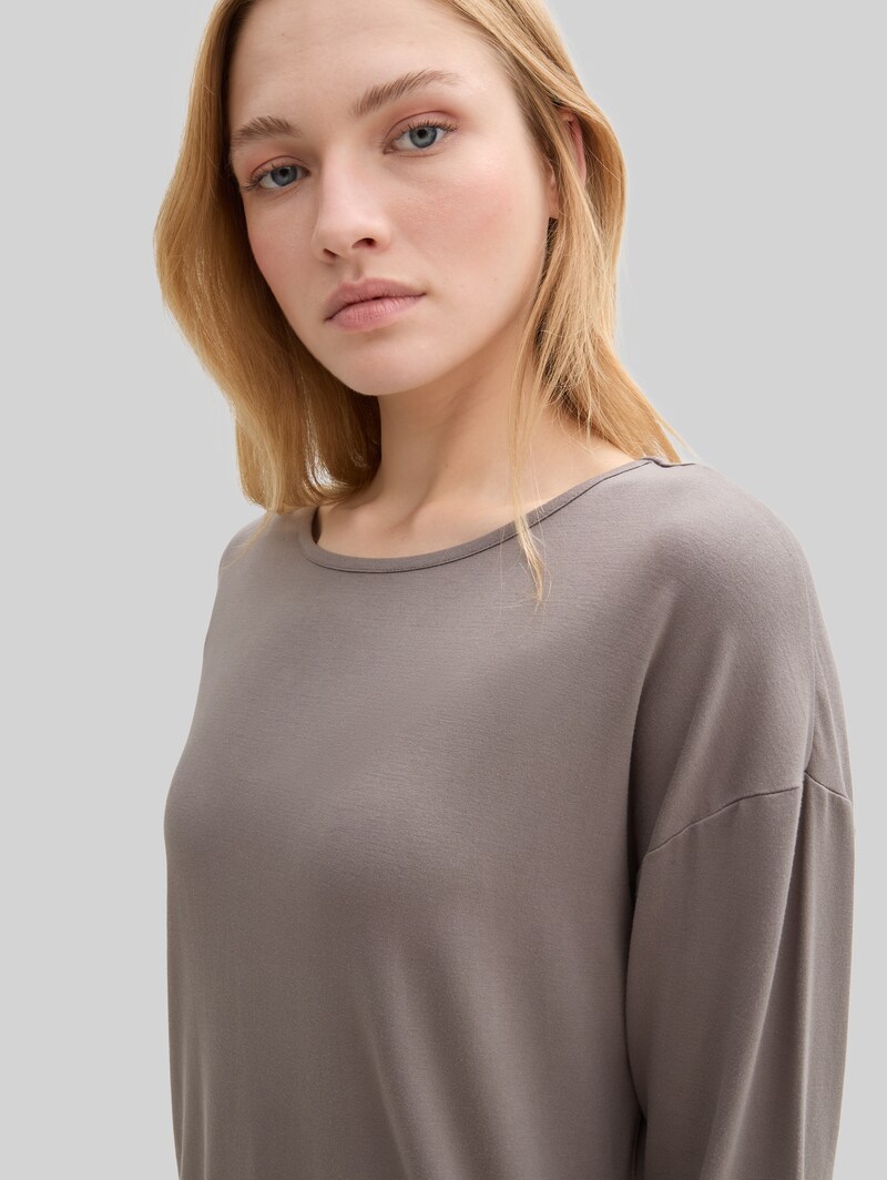 Tom Tailor Loungewear Langarmshirt - Grey-medium-solid