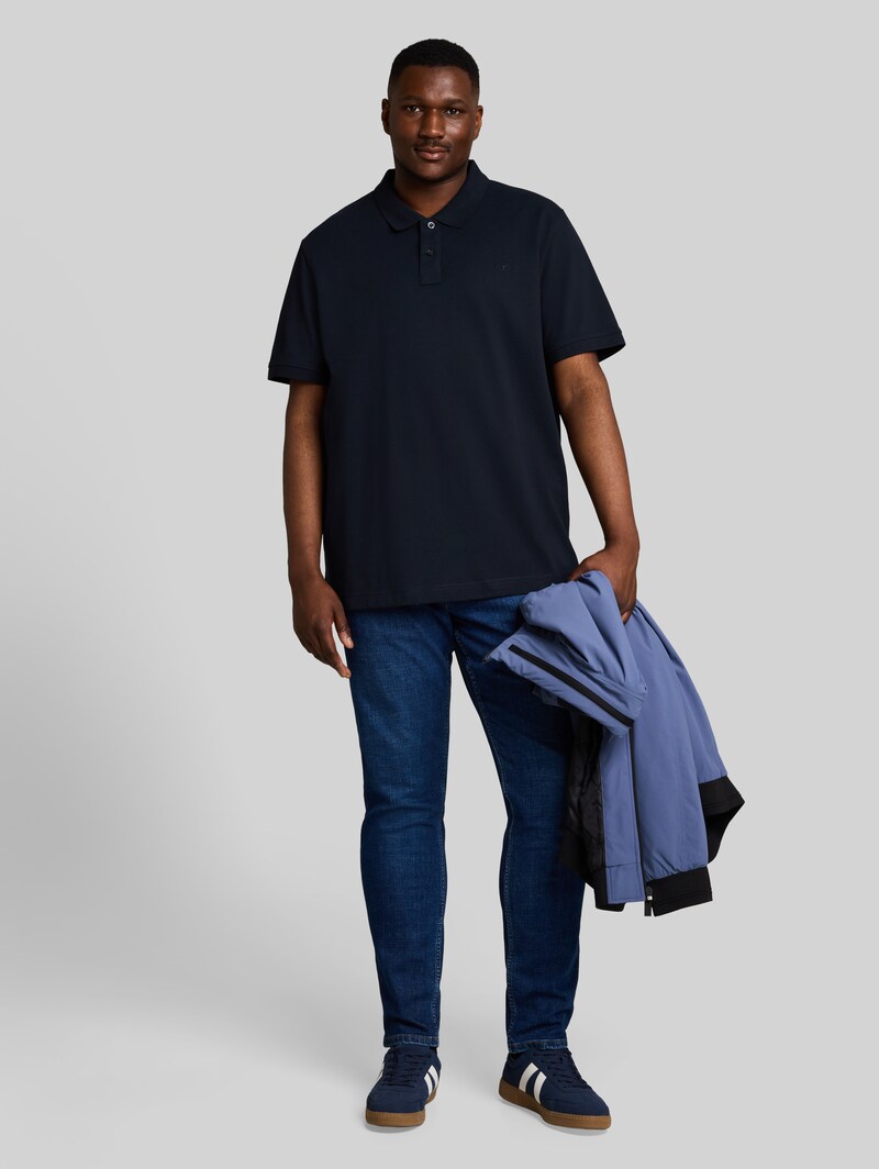 Tom Tailor Plus Size - Piqué Poloshirt mit Logo-Stickerei - Sky Captain Blue