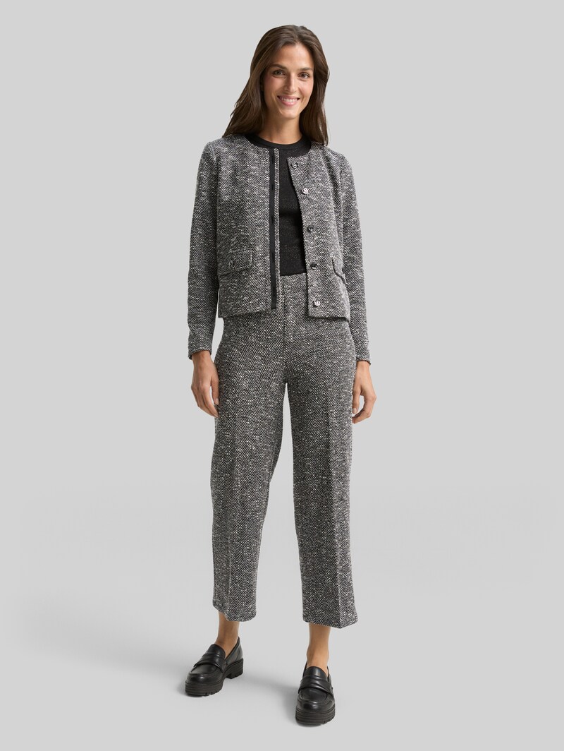 Tom Tailor Regular Fit Bouclé Jacke - Salt Pepper Boucle Structure