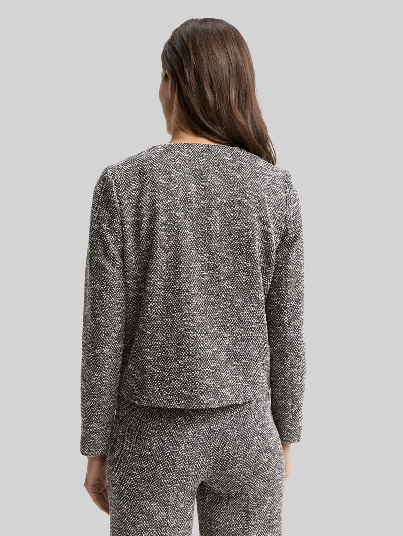 Tom Tailor Regular Fit Bouclé Jacke - Salt Pepper Boucle Structure