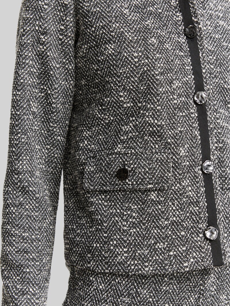 Tom Tailor Regular Fit Bouclé Jacke - Salt Pepper Boucle Structure
