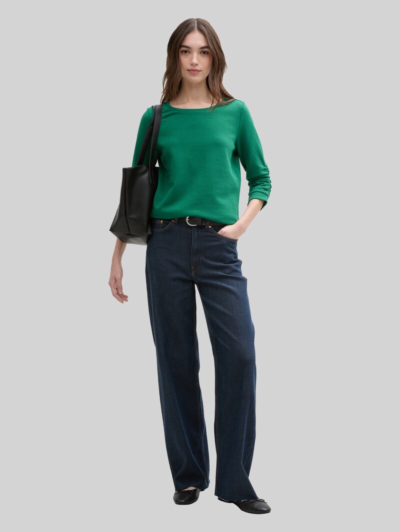 Tom Tailor Sweatshirt mit Raffungen - Luscious Pine Green