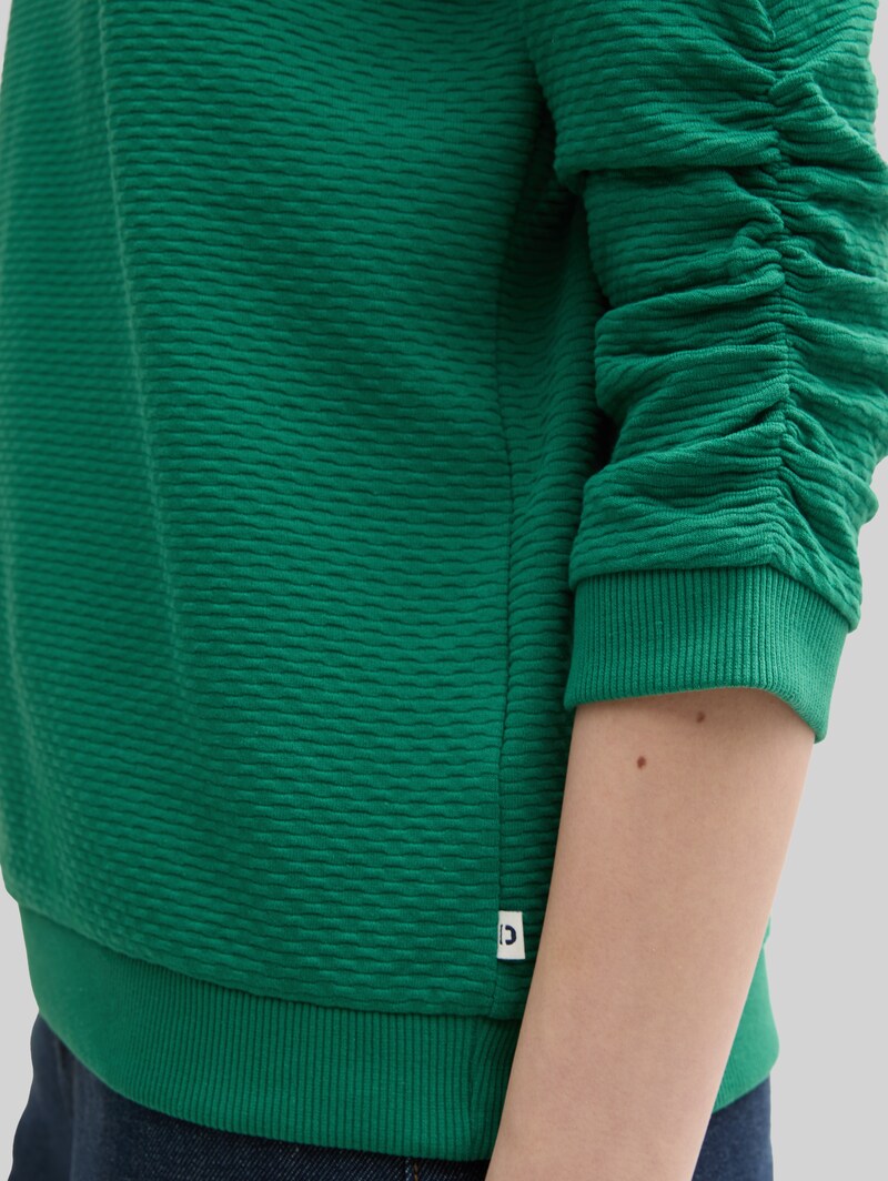 Tom Tailor Sweatshirt mit Raffungen - Luscious Pine Green