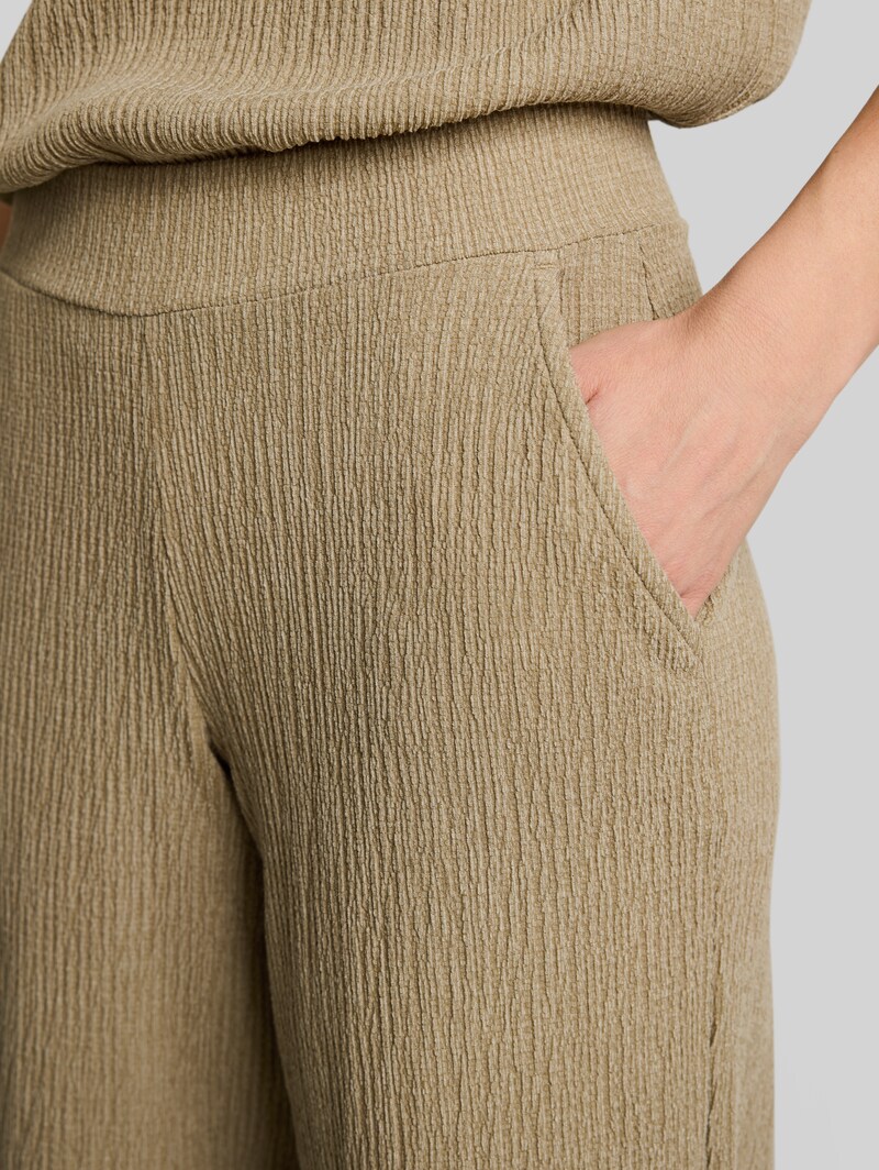 Tom Tailor Crinkle Culotte Hose - Olive White Structure