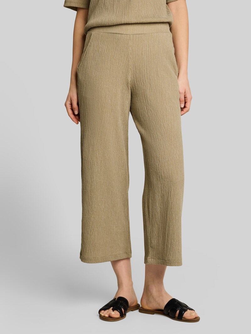 Tom Tailor Crinkle Culotte Hose - Olive White Structure