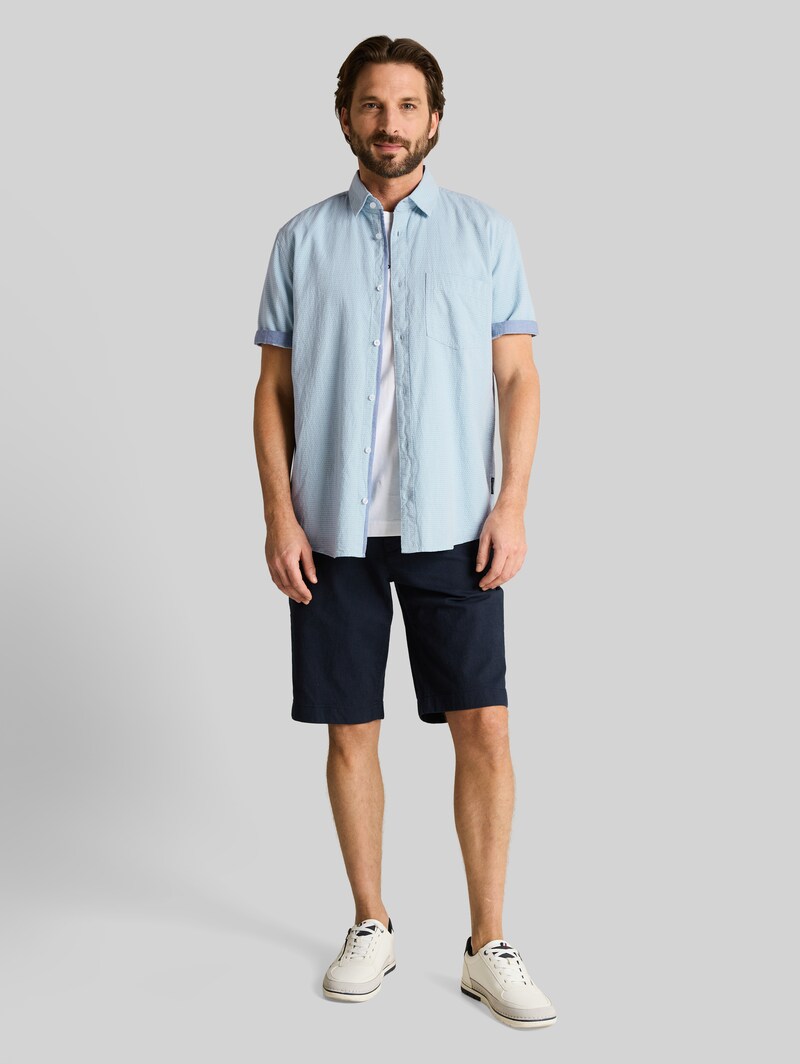 Tom Tailor Regular Fit Kurzarmhemd aus Baumwolle - Light Blue Dot Structure