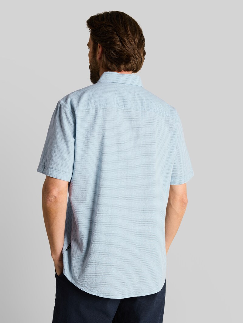 Tom Tailor Regular Fit Kurzarmhemd aus Baumwolle - Light Blue Dot Structure