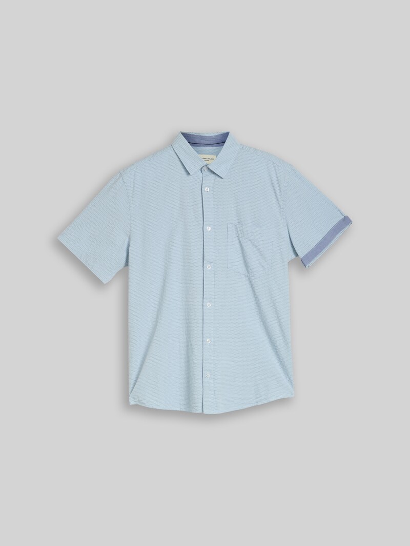 Tom Tailor Regular Fit Kurzarmhemd aus Baumwolle - Light Blue Dot Structure