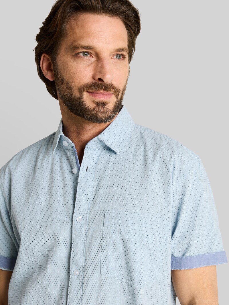 Tom Tailor Regular Fit Kurzarmhemd aus Baumwolle - Light Blue Dot Structure