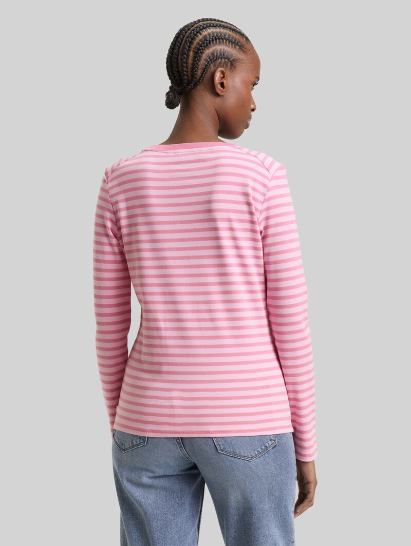 Tom Tailor Langarmshirt mit Streifenmuster - Tonal Blush Rose Stripe