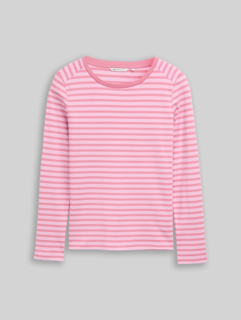 Tom Tailor Langarmshirt mit Streifenmuster - Tonal Blush Rose Stripe