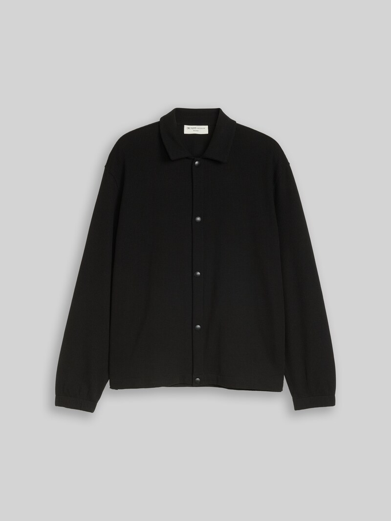 Tom Tailor Relaxed Fit Overshirt mit Waffelstruktur - Black