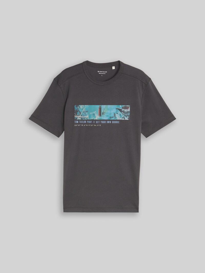 Tom Tailor T-Shirt mit Fotoprint - Tarmac Grey