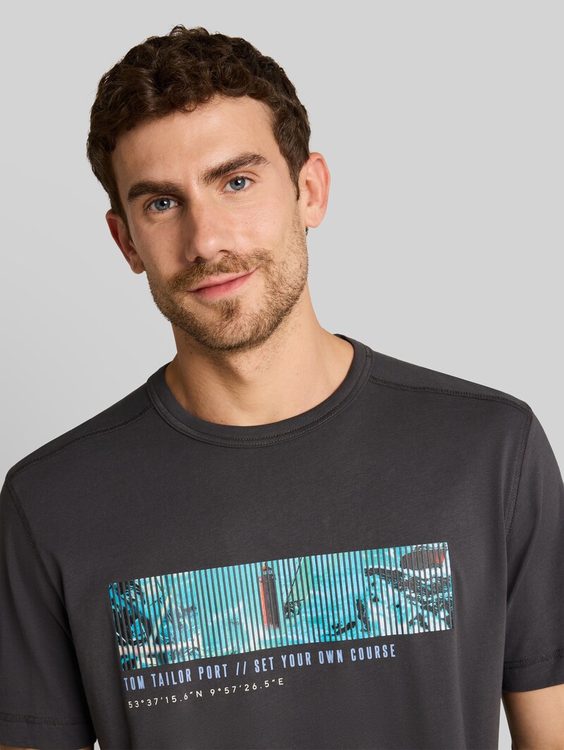 Tom Tailor T-Shirt mit Fotoprint - Tarmac Grey