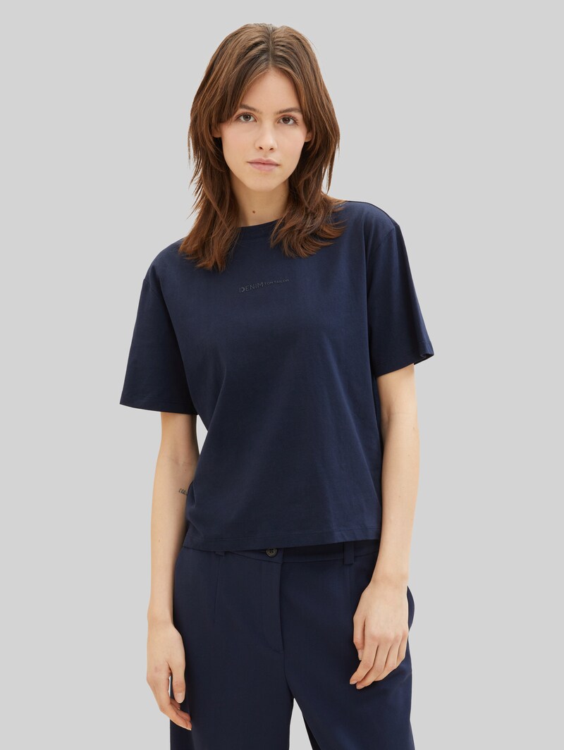 Tom Tailor Boxy Fit T-Shirt aus Baumwolle - Sky Captain Blue