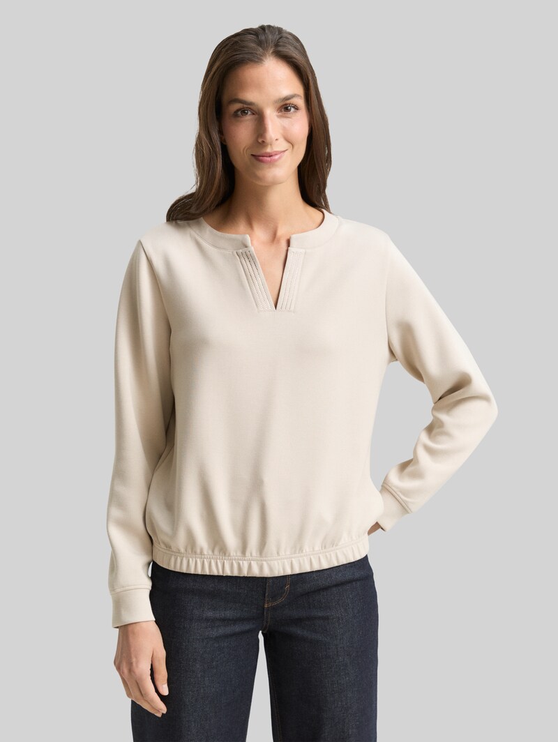 Tom Tailor Scuba Sweatshirt mit Strasssteinen - Sand Stone Beige Tom Tailor Scuba Sweatshirt mit Strasssteinen - Sand Stone Beige