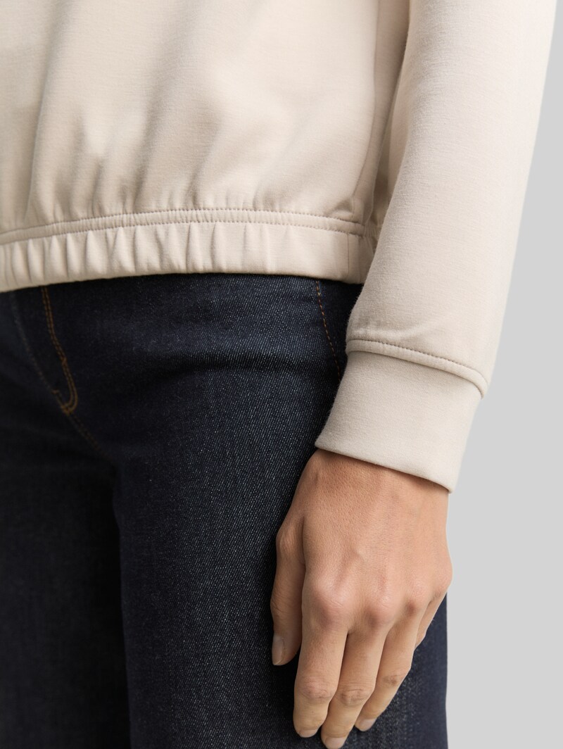 Tom Tailor Scuba Sweatshirt mit Strasssteinen - Sand Stone Beige