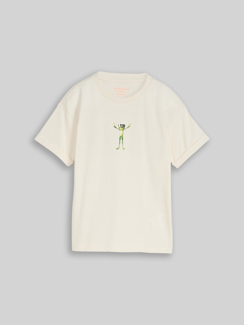 Tom Tailor Oversize T-Shirt mit Foto-Print auf der Rückseite - Wool White