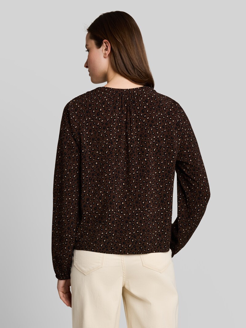 Tom Tailor Bluse mit Muster - Brown Black Leo Print
