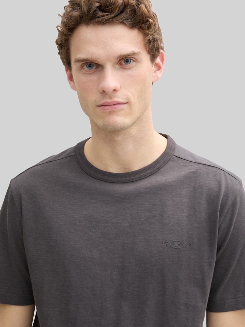 Tom Tailor Basic T-Shirt aus Baumwolle - Tarmac Grey