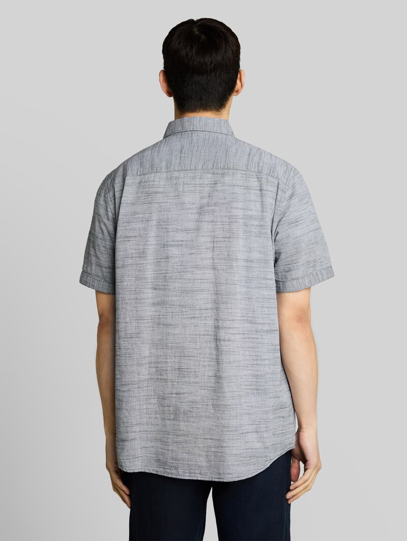 Tom Tailor Regular Fit Kurzarmhemd aus Baumwolle - Navy Horizontal Stripe