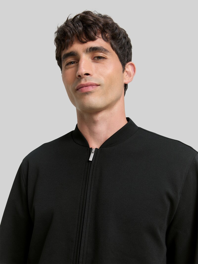 Tom Tailor Piqué Blouson Jacke mit Bomberkragen - Black