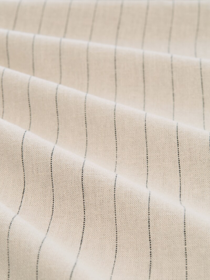 Tom Tailor Wide Leg Hose mit Leinenanteil - Beige Black Vertical Stripe