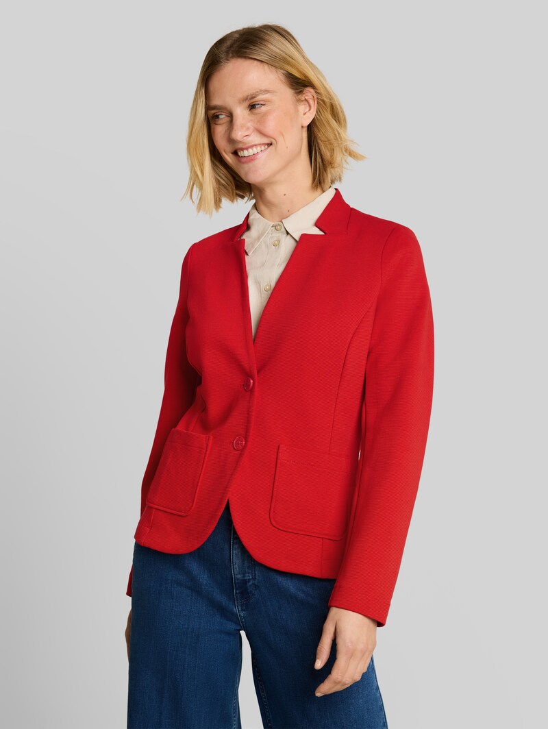 Tom Tailor Slim Fit Blazer mit Ottoman Struktur - Soft Scarlet Red Tom Tailor Slim Fit Blazer mit Ottoman Struktur - Soft Scarlet Red