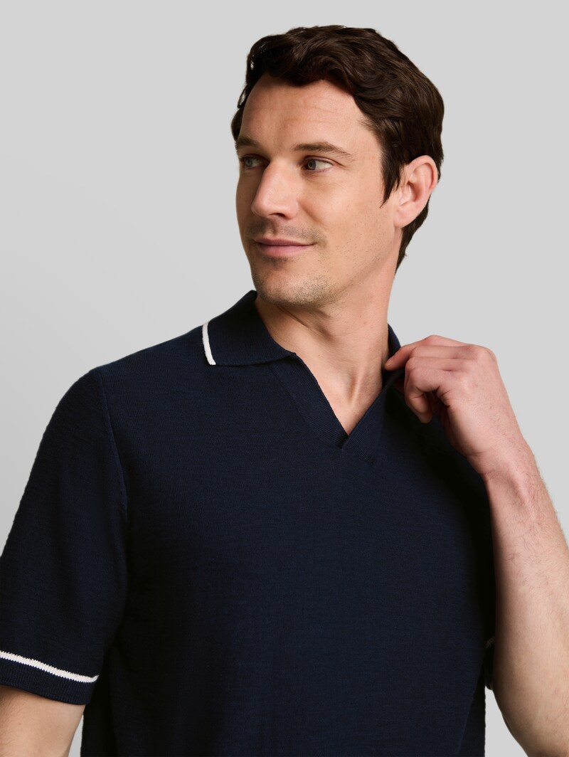 Tom Tailor Strick-Poloshirt aus Baumwolle - Sky Captain Blue