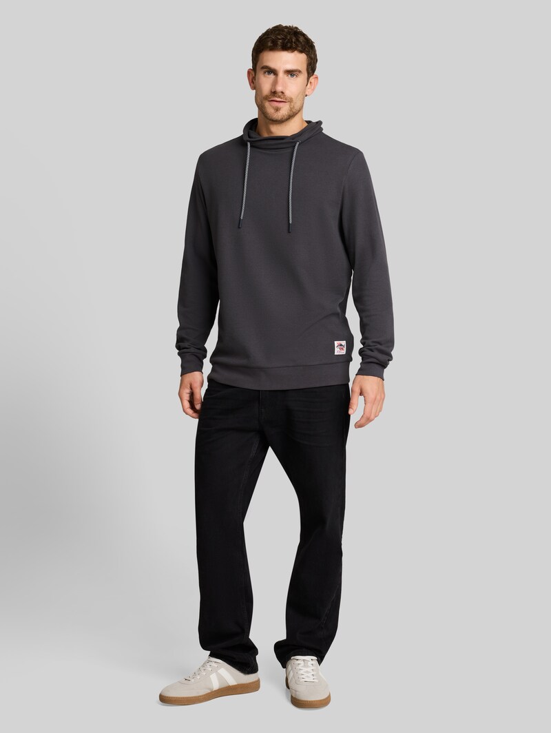 Tom Tailor Snood Langarmshirt mit Waffelstruktur - Tarmac Grey