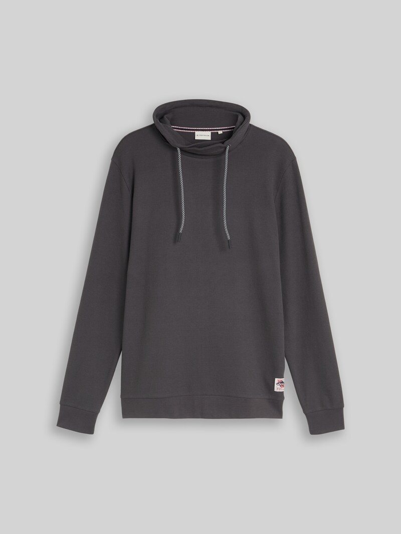 Tom Tailor Snood Langarmshirt mit Waffelstruktur - Tarmac Grey