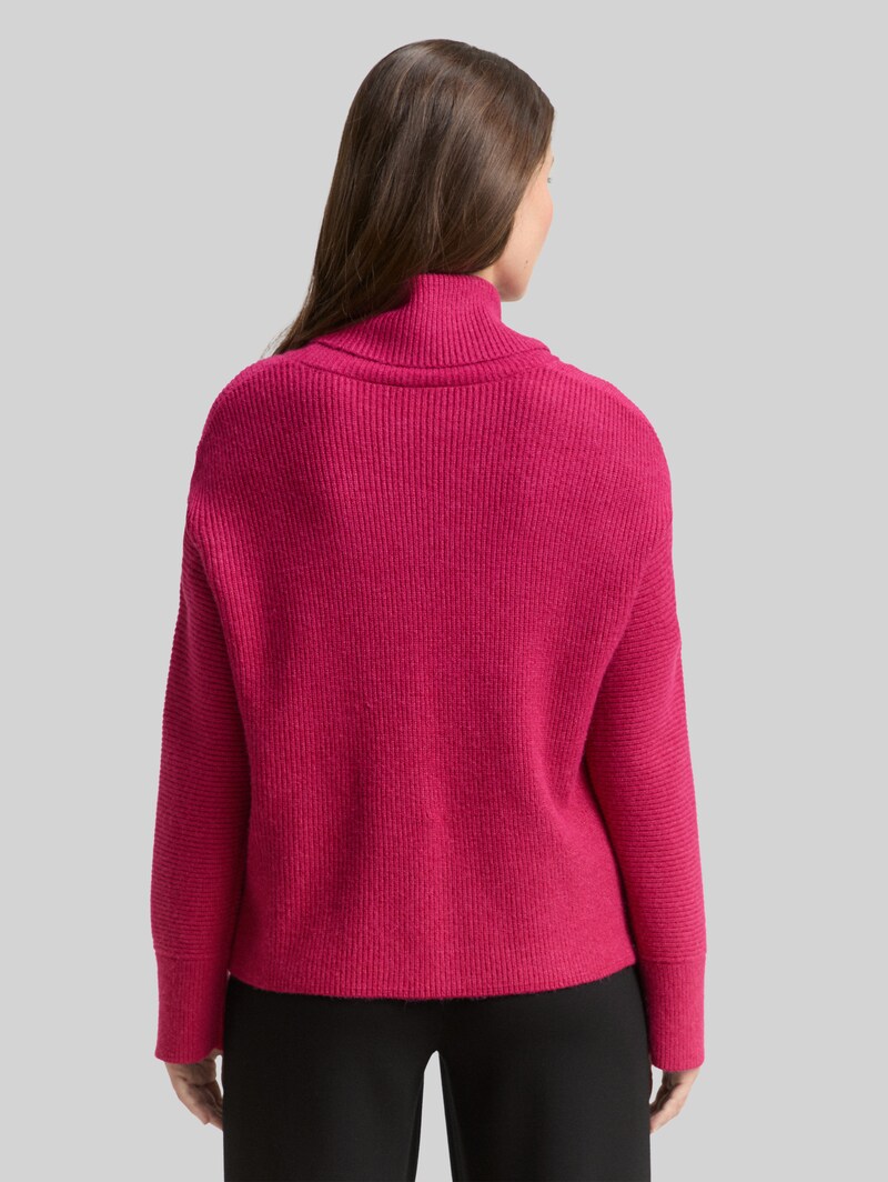 Tom Tailor Oversize Rollkragenpullover - Dark Pink Melange