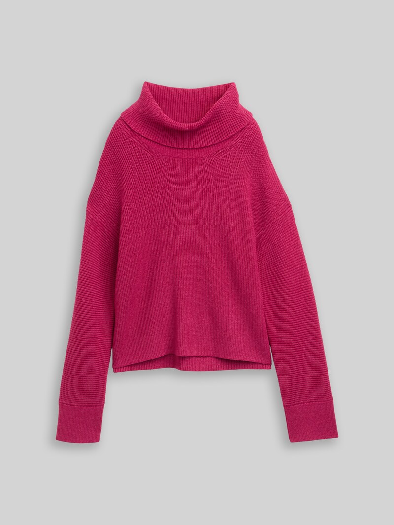 Tom Tailor Oversize Rollkragenpullover - Dark Pink Melange