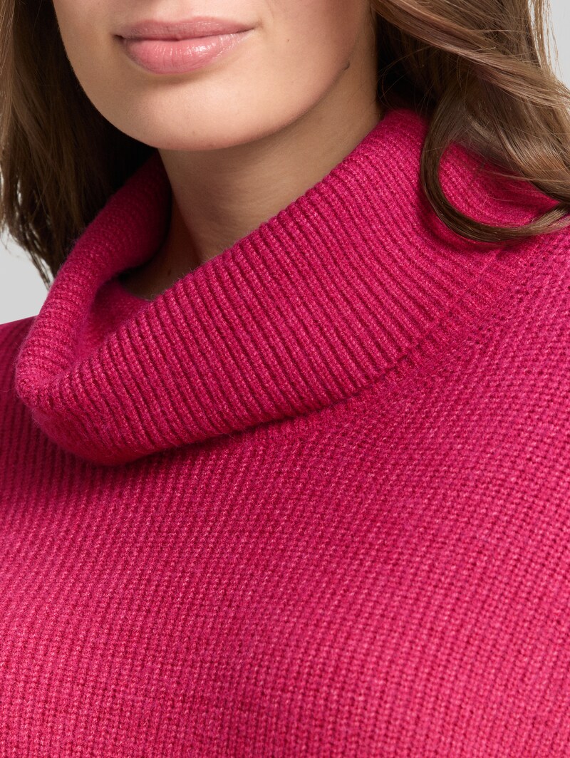 Tom Tailor Oversize Rollkragenpullover - Dark Pink Melange
